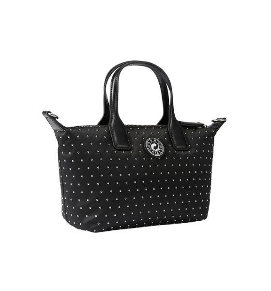 Black Nylon Recycle Sm Shopper Studs
