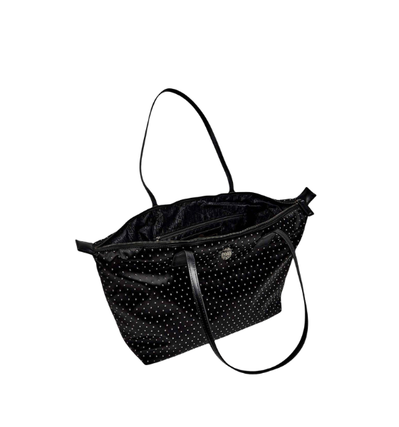 Black Nylon Recycled Shopper Studs