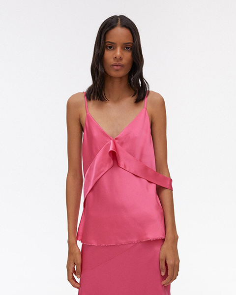 HELMUT LANG SASH SLIP TOP NEON PINK
