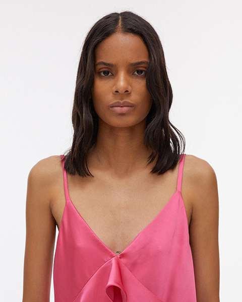 HELMUT LANG SASH SLIP TOP NEON PINK