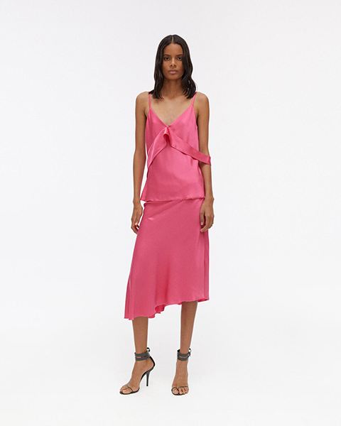 HELMUT LANG SASH SLIP TOP NEON PINK