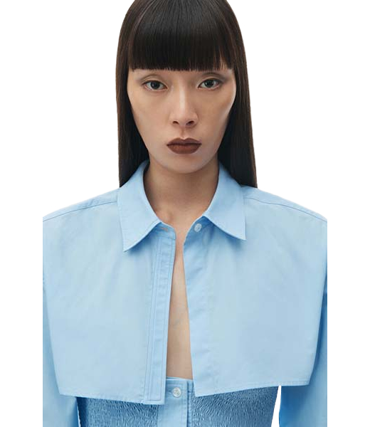 Chambray Blue Smoked Mini Dress With Overshirt