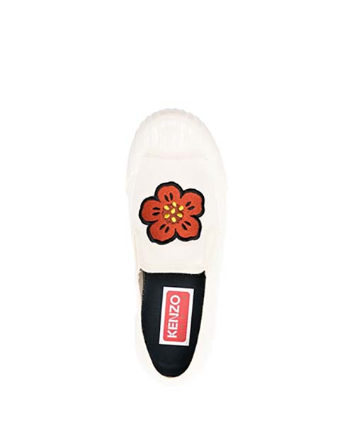 White Cream Kenzo School Slip On Sneakers