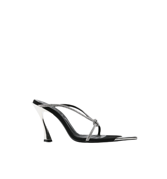 Black and Crystal Knotted Fang 95 Sandals