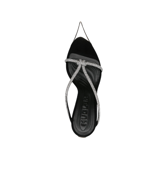 Black and Crystal Knotted Fang 95 Sandals