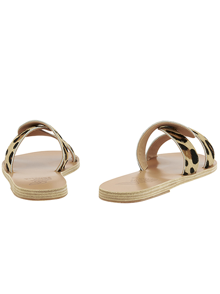 ANCIENT GREEK SANDALS LEATHER PONY LEOPARD SLIDE
