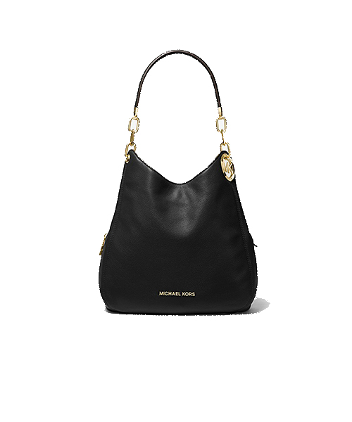 Lillie Black Leather Large Shoulder Tote