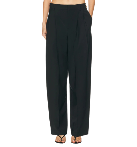 Mid Rise Black Tailored Pants W/Side Zippers