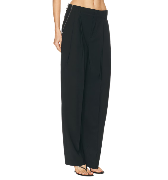 Mid Rise Black Tailored Pants W/Side Zippers