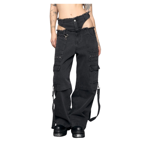 Black Light Wash Cargo Panty Trousers