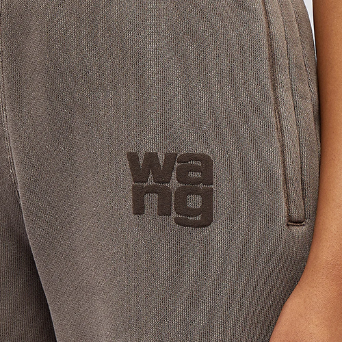 Essential Terry Washed Cola Classic Sweatpants With Puff Paint Logo