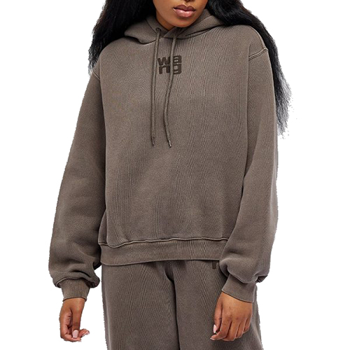 Essential Terry Washed Cola Hoodie With Puff Paint Logo