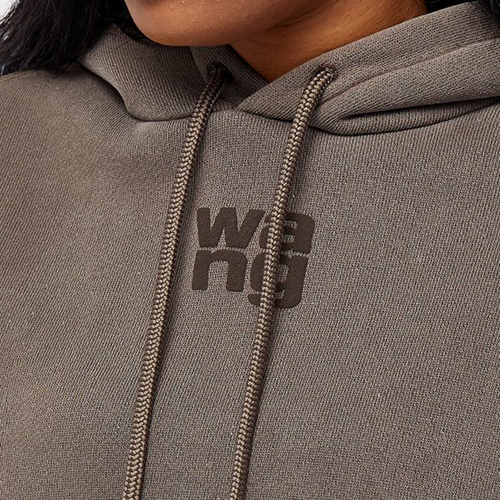 Essential Terry Washed Cola Hoodie With Puff Paint Logo