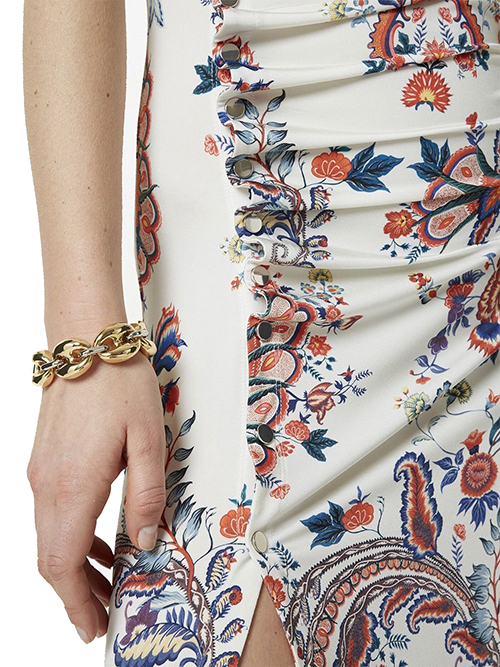 Beige Floral Paisley Long Drapped Dress