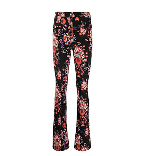 Black Floral Paisley Fitted Pants