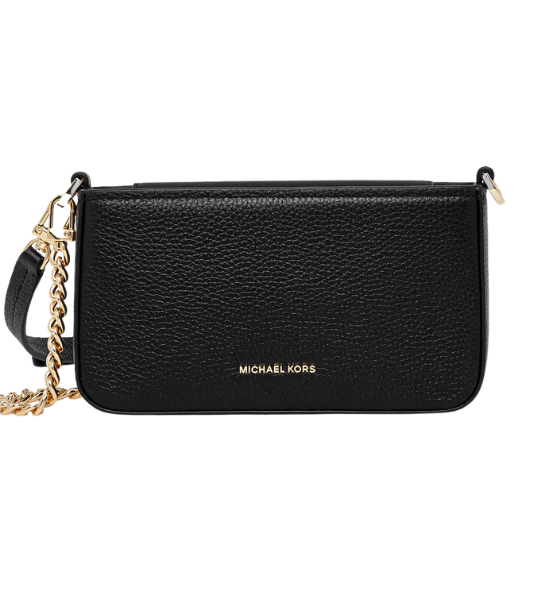 Black Bryant Sm Conv Xbody Pouchette Leather W/ Gold Chain
