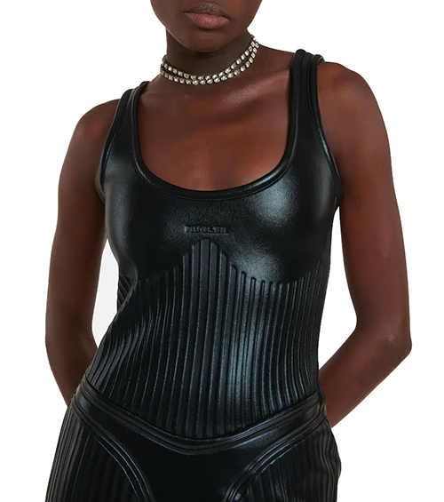 Black Sleeveless Shiny Embossed Elastic Dress