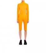 Orange Lycra Fitted Shorts