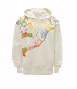 Classic Rugby Print Hoodie Off White