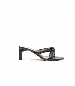 Black Leather Mules