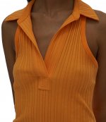 Ribbed Polo Apricot Tank Dress