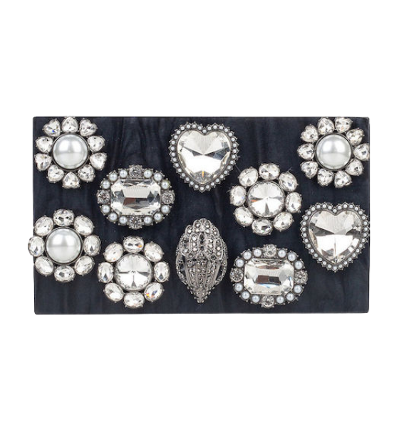 Black Crystal Box Clutch