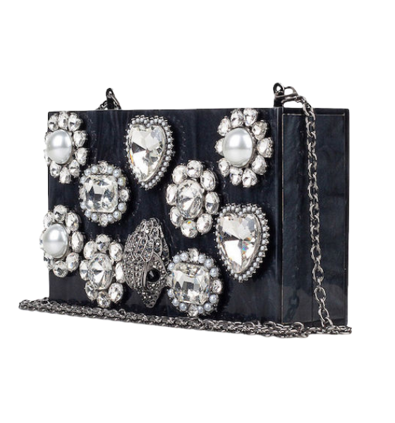 Black Crystal Box Clutch