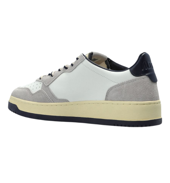 White/Grey/Navy Blue Leather/Suede Medalist Low Man
