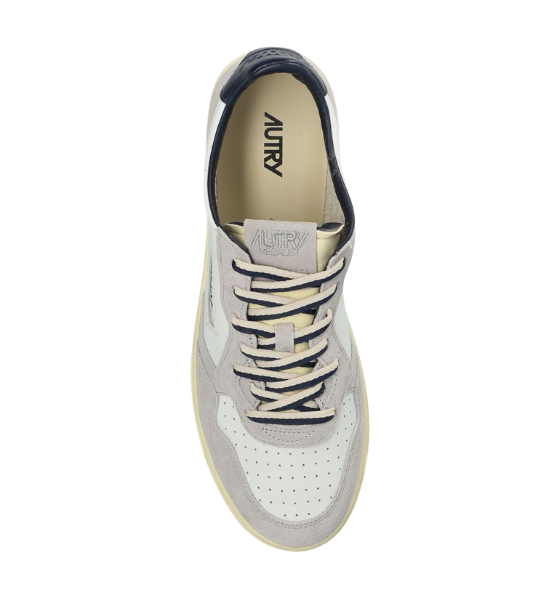 White/Grey/Navy Blue Leather/Suede Medalist Low Man
