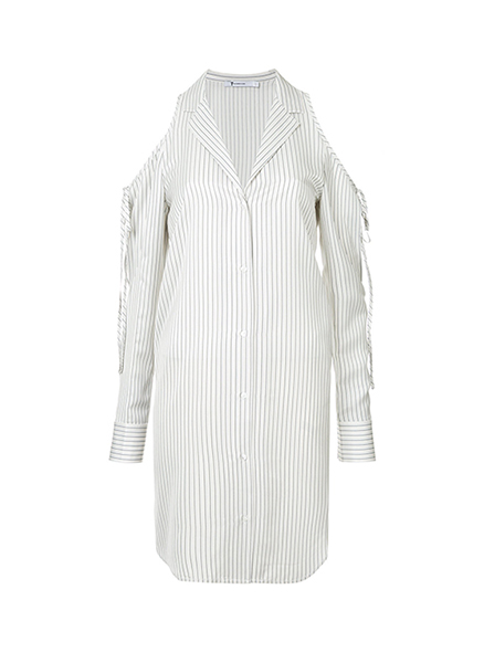 ALEXANDER WANG DRAPEY STRIPE SHIRTING GOLD SHOULDER US SHIRT