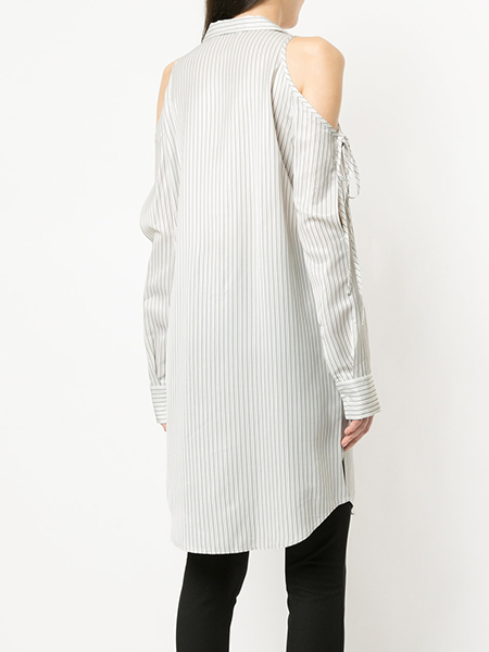 ALEXANDER WANG DRAPEY STRIPE SHIRTING GOLD SHOULDER US SHIRT