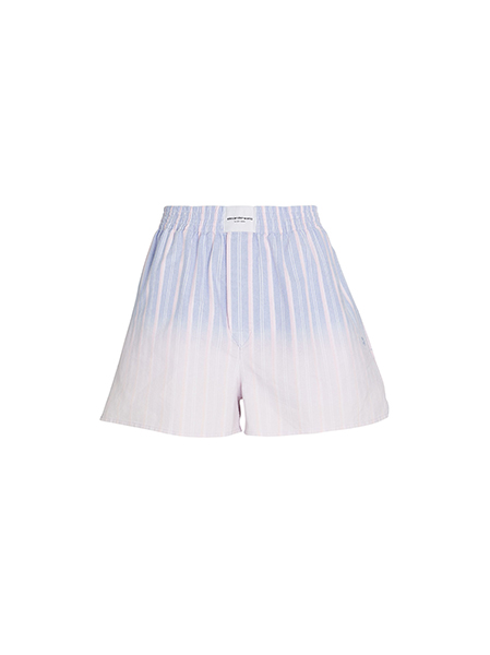 Ombre Blue Multi Stripe Oxford Logo Patch Boxer Shorts