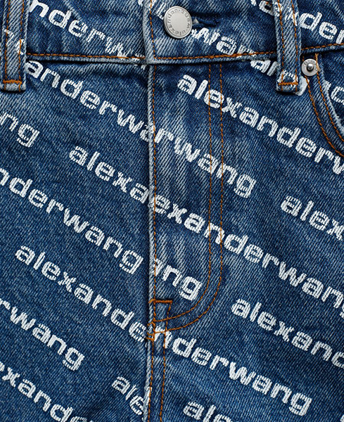 Deep Blue Bite Denim Shorts With White Logo