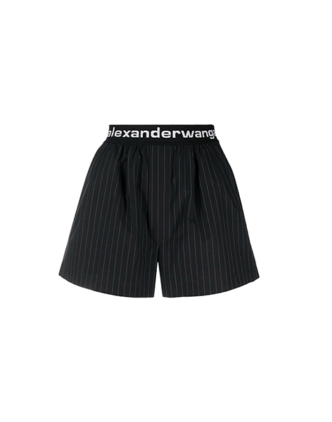 Boxer Logo Elastic Black White  Stripe Short Pant