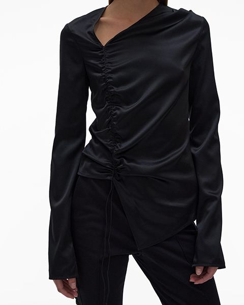 Ruched Black Top