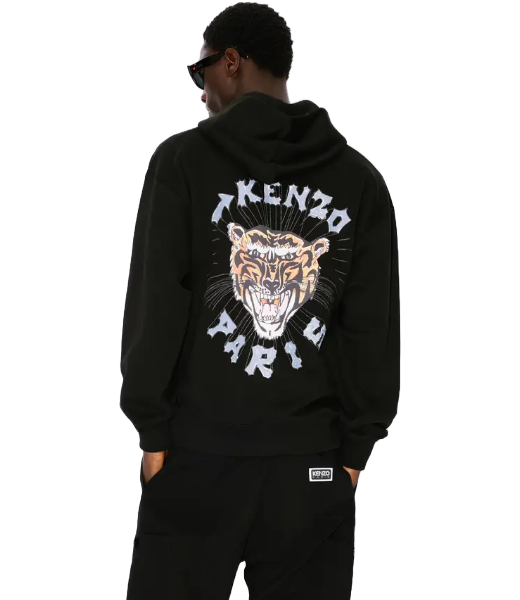 Drawn Varsity Oversize Black Cotton Hoodie
