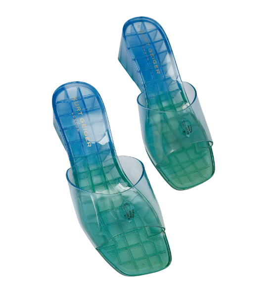 Baby Blue/Green Madison Wedge Mules