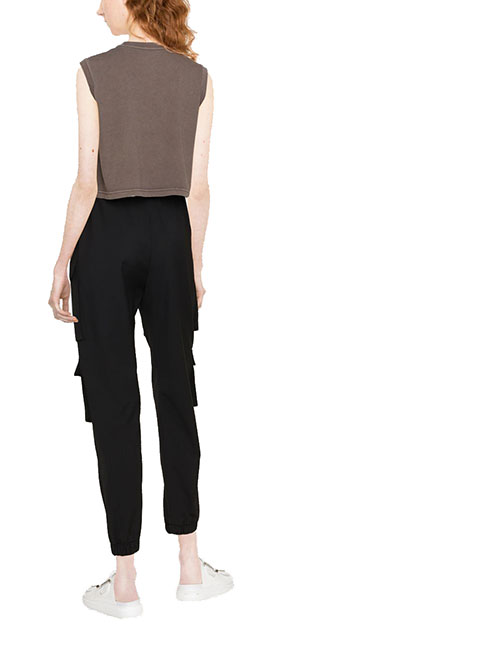 Essential Puff Logo And Bound Neck Jersey Muscle Washed Cola T-Shirt