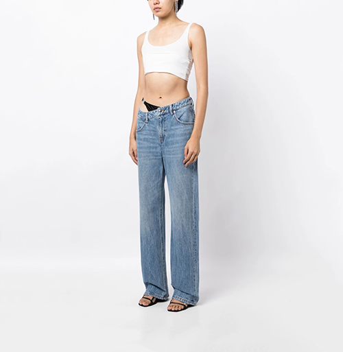 Asymmetrical Waistband Jean With Bikini