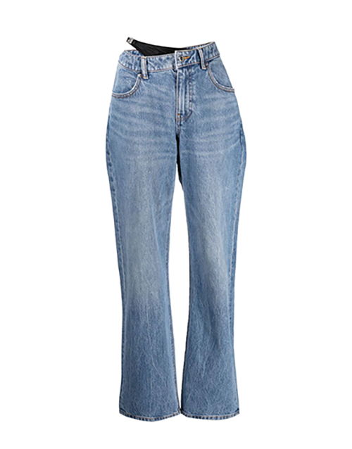 Asymmetrical Waistband Jean With Bikini