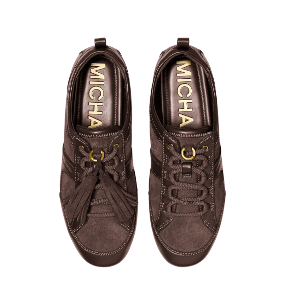 Chocolate Suede Leather Keely Trainer