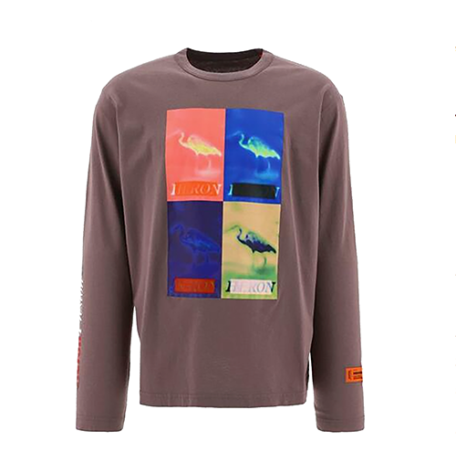 Multi Heron Censored LS Tee Grey Multicolor
