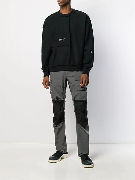HELIOT EMIL DECONSTRUCTED CREWNECK w.EMBROIDERY