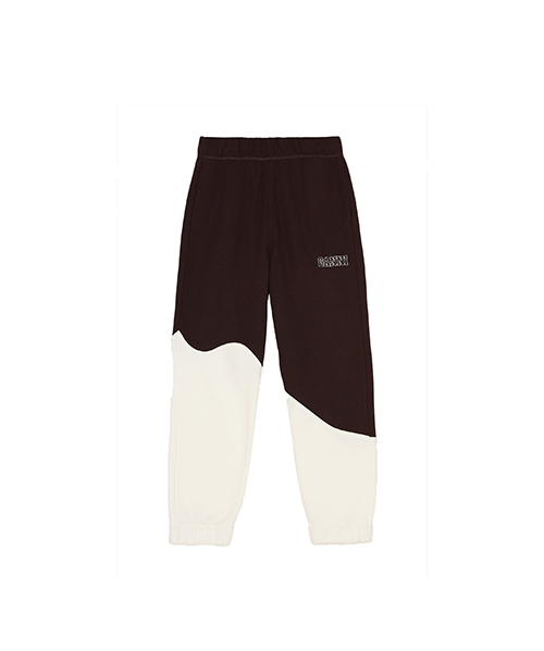 Brown White Wave Elasticated Pants