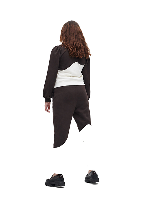 Brown White Wave Elasticated Pants