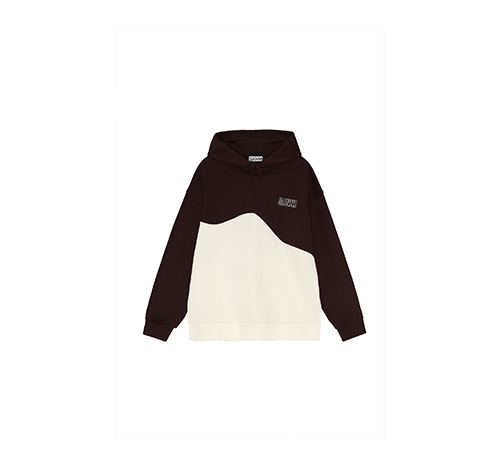 Oversized Brown White Wave Hoodie