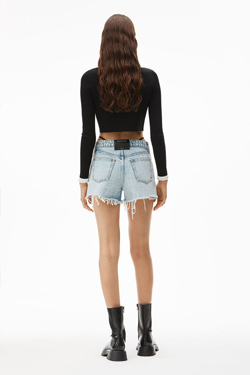 Mid Rise Short W Diamante Logo Bikini Straps