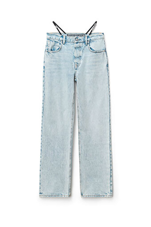 Low Rise Straight Jean Diamante Logo Bikini Straps