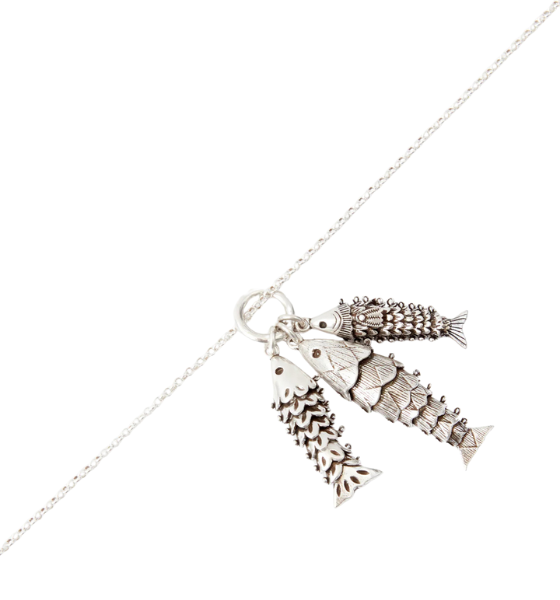 Silver River Necklace With Fish-Shaped Pendants