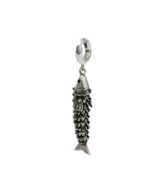 Silver Fish-Fhaped Pendant Earring